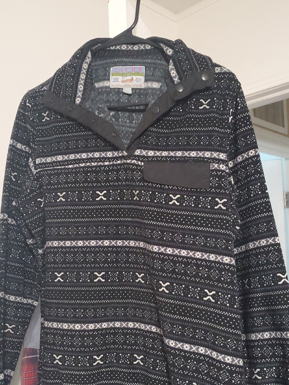 Jachs Black and White Patterned Pullover Hoodie